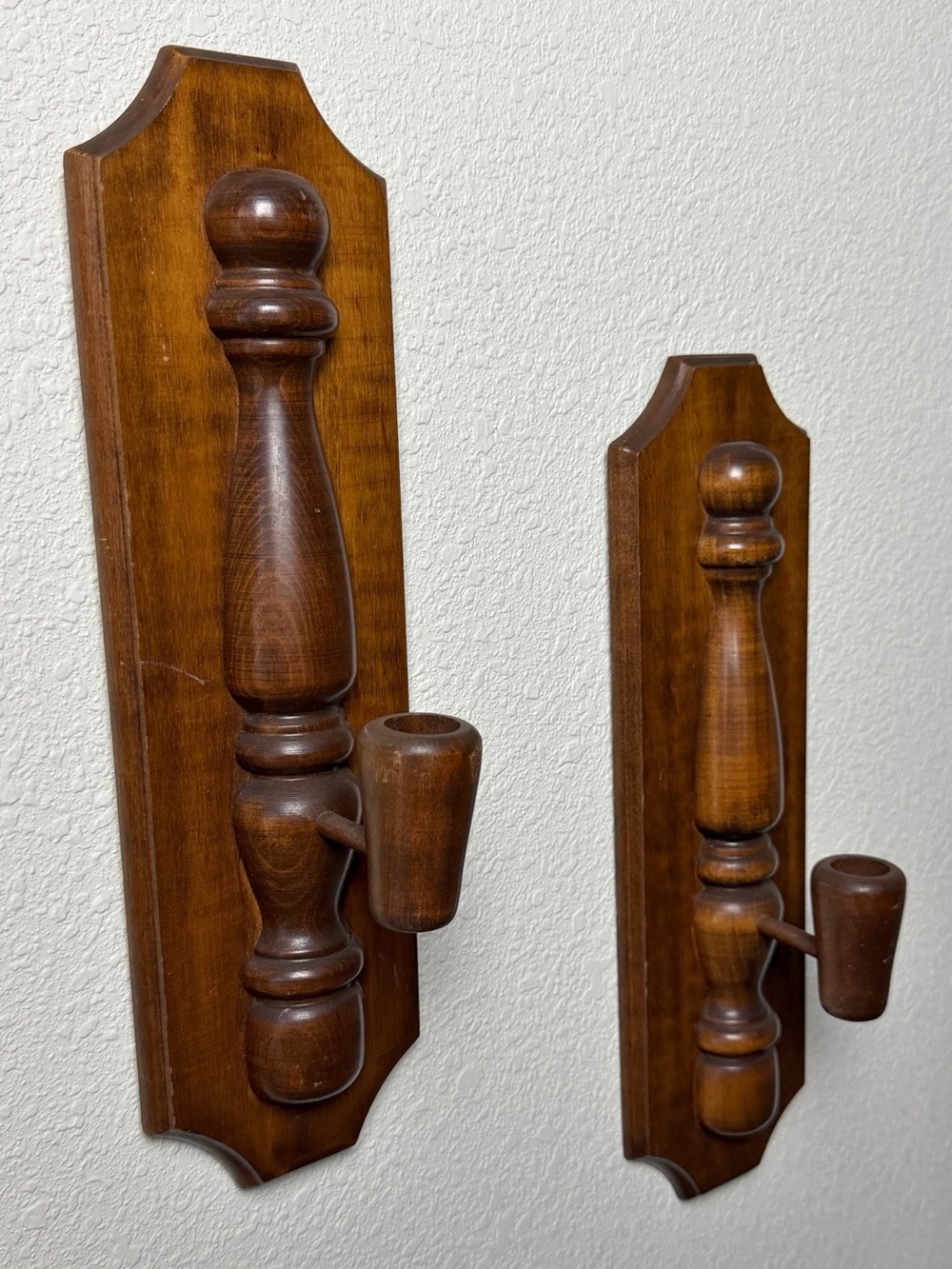Vintage Wood Wall Sconces Set of 2